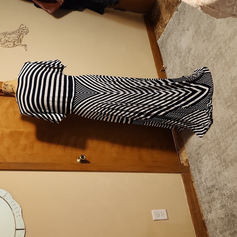 BANANA REPUBLIC: Navy & White Striped Maxi Dress Size L - Picture 5 of 9